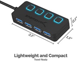 4-poorts USB 3.0 Hub met LED-verlichting en Power Switches — thumbnail 2