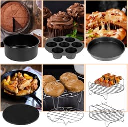 12-delige accessoireset voor heteluchtfriteuse - voor heteluchtfriteuse, bakplaten, taartpan 7 inch — thumbnail 7