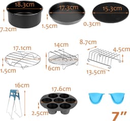 12-delige accessoireset voor heteluchtfriteuse - voor heteluchtfriteuse, bakplaten, taartpan 7 inch — thumbnail 2