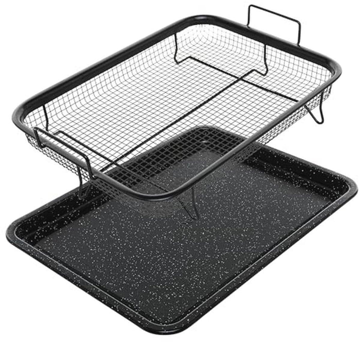 Knapperige ovenschaal met antiaanbaklaag en bakplaat voor luchtfriteuse – 2 stuks — afbeelding 1