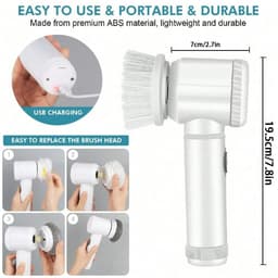 Witte multifunctionele, draadloze elektrische reinigingsborstel voor in de hand, afwasborstel voor in de keuken, elektrische reiniger voor tegels in de badkamer. — thumbnail 1