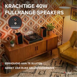 Retro Platenspeler - Audizio RP335BB - Platenspeler met boxen - Bluetooth - Voor alle LP’s - Bamboe — thumbnail 3