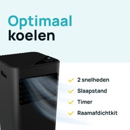 MOA Mobiele Airco - 9.000 BTU - 3-in-1 - Met Afstandbediening - Tot 30m² - Airconditioner met Ontvochtigingsfunctie - Raamafdichtingskit - Zwart — thumbnail 4