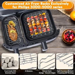Heteluchtfriteuse Accessoires Gescht voor Philips Dual Basket Airfryer 3000-serie 6L/3L - 23pcs Airfryer Siliconen vorm Accessoireset - Grillrooster, Cake Broodvorm voor Philips Airfryer Dual Basket(grijs) — thumbnail 5