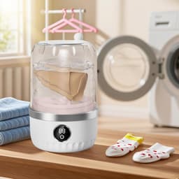 Draagbare mini-wasmachine - Kleine wasmachine van 1 liter - Geschikt voor het wassen van kleding, stoffen, sokken en ondergoed - Ideaal voor op reis, kamperen, studentenkamers, hotels, enz. - Roze — thumbnail 5