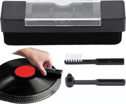 Platenborstel - Premium platenborstel - 2 in 1 Set - Inc. naald- en schoonmaakborstel - Antistatisch - LP Borstel - Soft Brush Record Brush - Vinyl Borstel - Hoogwaardige Platenreiniger - Platenreinigingsborstel - Plaatborstel Van Carbon - Zwart — thumbnail 1