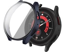 Screen protector - Geschikt voor Samsung Galaxy Watch 6 - 44 mm - Full Cover Hard Case / Beschermend Hoesje - Donkerblauw