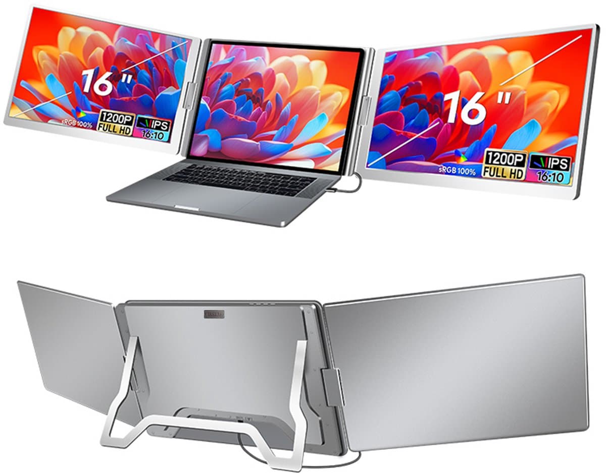 Virello® OneCable 16’’ - Portable Monitor - Inclusief Beschermhoes - Draagbaar Beeldscherm - Draagbare Monitor - Full HD - IPS - Grijs — afbeelding 1