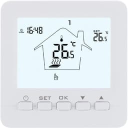 Wengart heating thermostats WG02B05, 7-day programmable LCD display touch screen AC230V Max3A work for underfloor heating white backlight — thumbnail 1