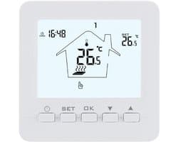 Wengart heating thermostats WG02B05, 7-day programmable LCD display touch screen AC230V Max3A work for underfloor heating white backlight