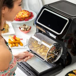 Grote Airfryer 12L - 1800W - RVS - Zwart - Hete Lucht Friteuse met Timer — thumbnail 3