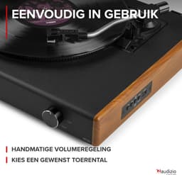 Platenspeler Bluetooth - LP speler met stereo speakers - Audizio RP335 - Retro - Houtlook — thumbnail 5