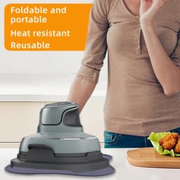 3 stuks hittebestendige mat - geschikt voor Ninja CRISPi Airfryer FN101EUGY - 27.2cm Antislipmat - Lichtgroen & lichtblauw & gebroken wit - Warmte-isolerende mat — thumbnail 3