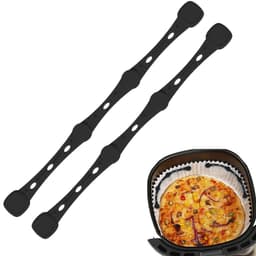Air Fryer Liner Magneten - 2 stuks - Hittebestendige Silicone - magneetstrip - hittebestendige siliconen gespen - Voor Bakkerijen Cafe Restaurant - zwart — thumbnail 1