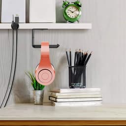 Hoofdtelefoonstandaardhaak, ruimtebesparende hoofdtelefoonstandaardbeugel voor onder het bureau, hoofdtelefoonstandaard met zelfklevende bovenkant — thumbnail 3