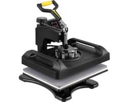 5-in-1 Hittepersmachine, 1000 W Hitte Transfer Printer, 29 x 38 cm Textielpers, 20-25 cm Diameter, Hitte Transfer Drukmachine voor Kleding, Zwart, tot 200 ℃