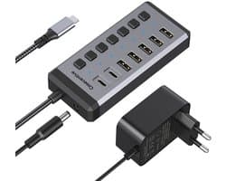 Casecentive 7-in-1 USB-C 10Gbps Oplaad Hub - Oplaad hub USB-C & USB-A