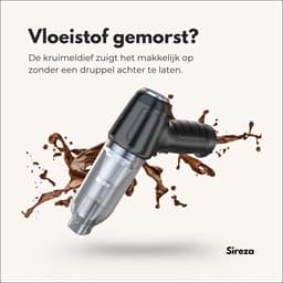 Sireza T2 - 3-in-1 kruimeldief - kruimelzuiger - kruimeldief snoerloos -6 opzetstukken - mini handstofzuiger - nat en droog - thuis, dierenhaar en auto - air duster - opbergtas — thumbnail 8