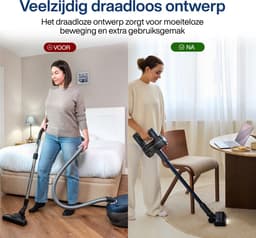 Steelstofzuiger Draadloos CleanDetect Lite 200W - Draadloze stofzuiger - 22kPa zuigkracht - 2 Opzetstukken - Zonder zak op accu - Samako — thumbnail 2