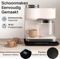 Ibyx Bamboe Schuifplank - Krasvrije Onderzetter met Wieltjes voor Koffiezetapparaat, Airfryer & Espressomachine - Keuken Organizer — thumbnail 7