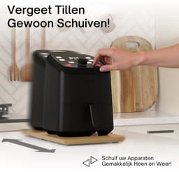 Ibyx Bamboe Schuifplank - Krasvrije Onderzetter met Wieltjes voor Koffiezetapparaat, Airfryer & Espressomachine - Keuken Organizer — thumbnail 4