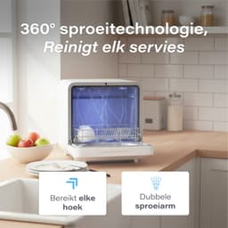 Skoov Mini Vaatwasser met waterreservoir - 3 couverts - 6 wasprogramma's - Extra stil - Kleine smalle vrijstaande afwasmachine - Camping - Wit — thumbnail 15