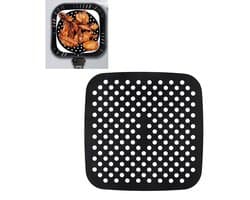 1 stuk Zwarte vierkante Airfryermat - Antiaanbaklaag voor eenvoudig schoonmaken - Kookmat - Hittebestendige bakmat - 190*190*1,4 mm - Geschikt voor koken en bakken in de Airfryer thuis - Zwart.