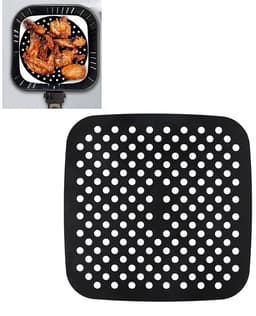 1 stuk Zwarte vierkante Airfryermat - Antiaanbaklaag voor eenvoudig schoonmaken - Kookmat - Hittebestendige bakmat - 190*190*1,4 mm - Geschikt voor koken en bakken in de Airfryer thuis - Zwart. — thumbnail 1