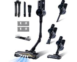 Steelstofzuiger G100M - 350W - Steelstofzuiger met Dweilfunctie - Steelstofzuiger Draadloos - 9-delige set met Buigbare Steel - 35kPa - Kruimeldief - Zwart - Saaf