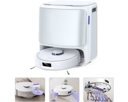 NARWAL Freo Z10 robotstofzuiger en dweil, klitvrij, 15.000 Pa zuigkracht, past zich aan moeilijk bereikbare plekken aan, zelfledigend, dweil wassen en drogen, obstakelvermijding, voor dierenharen en harde vloeren, wit - EU-stekker