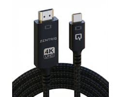 Zentriq USB C naar HDMI Kabel – 4K Ultra HD @ 60Hz – Plug & Play – Aluminium Connectoren – Gevlochten Kabel – HDMI naar USB C – Geschikt voor Laptop, Tablet, Smartphone, Beamer & Steam Deck