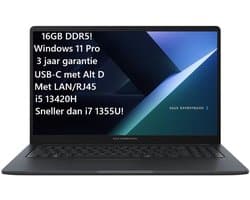 Asus Expertbook 15.6" FHD - Intel i5 13420H - 16GB DDR5 - 512GB SSD - Windows 11 Pro - 3jaar garantie