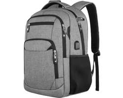 REDOM Grijs gemêleerde 20-inch heren rugzak – grote capaciteit laptop- en schoolrugzak voor reizen, duurzaam en lichtgewicht voor dagelijks gebruik