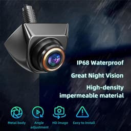 720P achteruitrijcamera voor voertuigen, dubbele camera's voor en achter, 360 graden draaibaar, groothoeklens, IP68K waterdicht, universeel ontwerp, nachtzichtfunctie, geschikt voor vrachtwagens, personenauto's, pick-ups en SUV's. — thumbnail 2