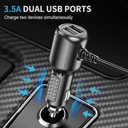 Autoladeradapter, geschikt voor dashcams, dubbele USB-poorten, 3,5A stroomsterkte, 12V naar 5V voedingsadapter, met mini-USB-poort, geschikt voor dashcams, GPS-dashcams, enz. — thumbnail 2