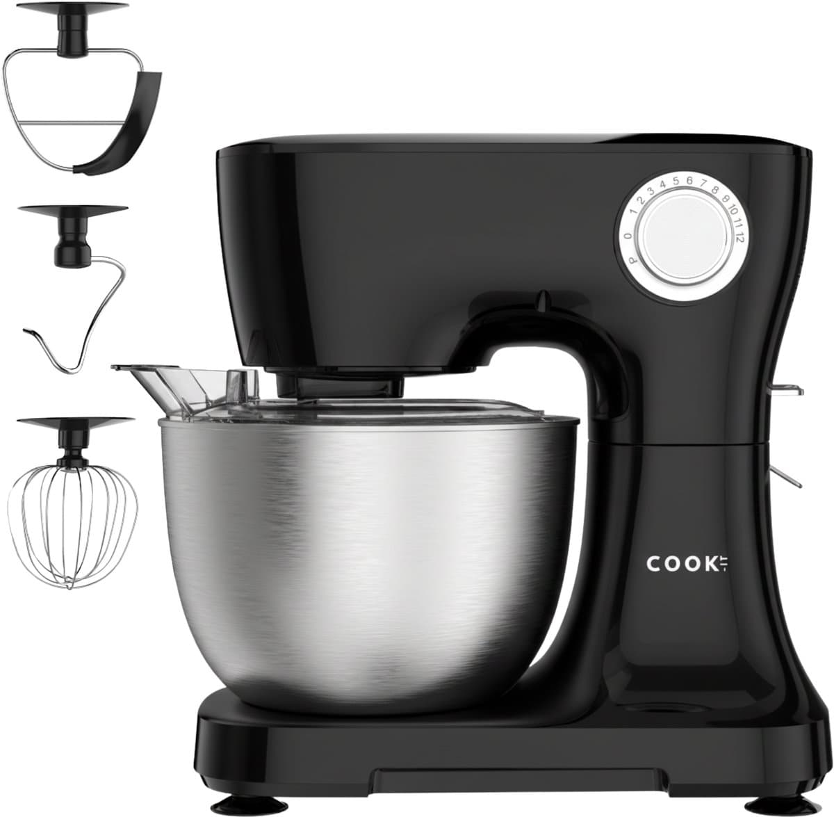 Keukenmachine Plus - Keukenrobot - Foodprocessor met 12 standen - Keukenmixer met RVS kom - Drie Opzetstukken - 4,5L - COOK-IT — afbeelding 1