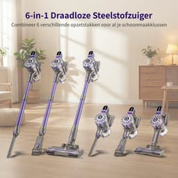Avalue 6-in-1 Stelstofzuiger Draadloos – 180W – 40 min – 5 Opzetstukken – Zonder Zak – Afneembare Batterij - Paars — thumbnail 2
