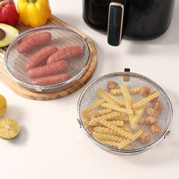 Twee-pack airfryeraccessoires van roestvrij staal 304, voedselafvoermandjes en huishoudelijke droognetten — thumbnail 5