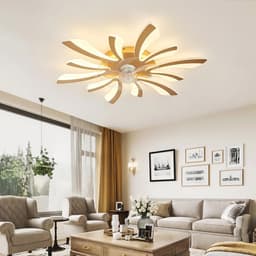 Dimbare Stille Plafondventilator met Verlichting 78cm - Moderne Decoratieve Ventilator voor Woonkamer en Slaapkamer — thumbnail 3
