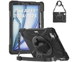 Schokbestendige Hoes voor iPad Air 11 Inch 2024 - 360° Draaibare Stand/Handriem/Potloodhouder
