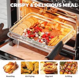 Airfryer Mandje voor Oven - Antiaanbak Koper Bakmand voor Conventie Oven - Ideaal voor Bakken en Krokante Gerechten - Vaatwasmachinebestendig 39.5cm x 29.5cm — thumbnail 4