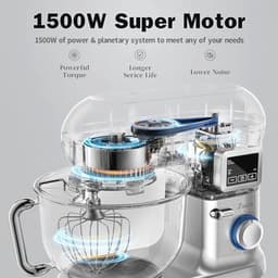Keukenmachine 1500 W - Multifunctionele Keukenrobot met 5,5 l en LCD-display - Kneedmachine met 6 snelheden — thumbnail 5