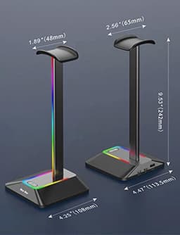 Hoofdtelefoonstandaard met RGB LED, Universele Gaming Hoofdtelefoonhouder met USB Type-C Lader en Gegevensoverdracht — thumbnail 2