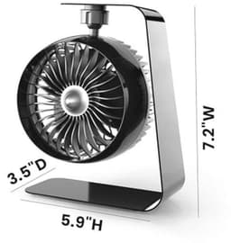 Metalen USB-bureauventilator - 4 inch mini ventilator met turbo-luchtcirculator, 1,8 m sterke luchtstroom, 3 snelheden, 360° kanteling, stil op 35dB voor thuis en kantoor — thumbnail 3