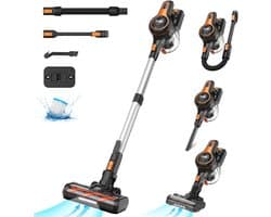 INSE Steelstofzuiger Draadloos - Stofzuiger Draadloos - S680- 6-in-1 -Zwart - Lichtgewicht Steelstofzuiger - 40 kPa, 55 min