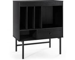 Platenspeler Meubel - LP-kast - Platenspelerkast - Draaitafelstandaard - Platenspelerstandaard - Vintage Displayplank - Zwart