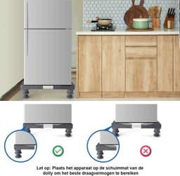Wasmachine Basis met 4 Gevoerde Wielen - Draagvermogen Max. 200 kg - Verstelbare Breedte 40-62 cm - Hoogte 10-12,5 cm - Grijze Wasmachine Stand — thumbnail 3