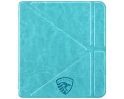 Origami Hoesje - Sleepcover Geschikt voor Kobo Libra Colour - Hoes Cover - Turquoise* - ereader hoesje - cover