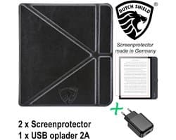 Origami Sleepcover Geschikt voor Kobo Libra 2 Hoes Zwart + Screenprotector + Oplader * - ereader hoesje - cover