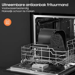 Dewelling 625A Airfryer - XL 6,5L - Kompakt Heteluchtfriteuse met Metalen Binnenmand - 1700W - Zwart — thumbnail 4